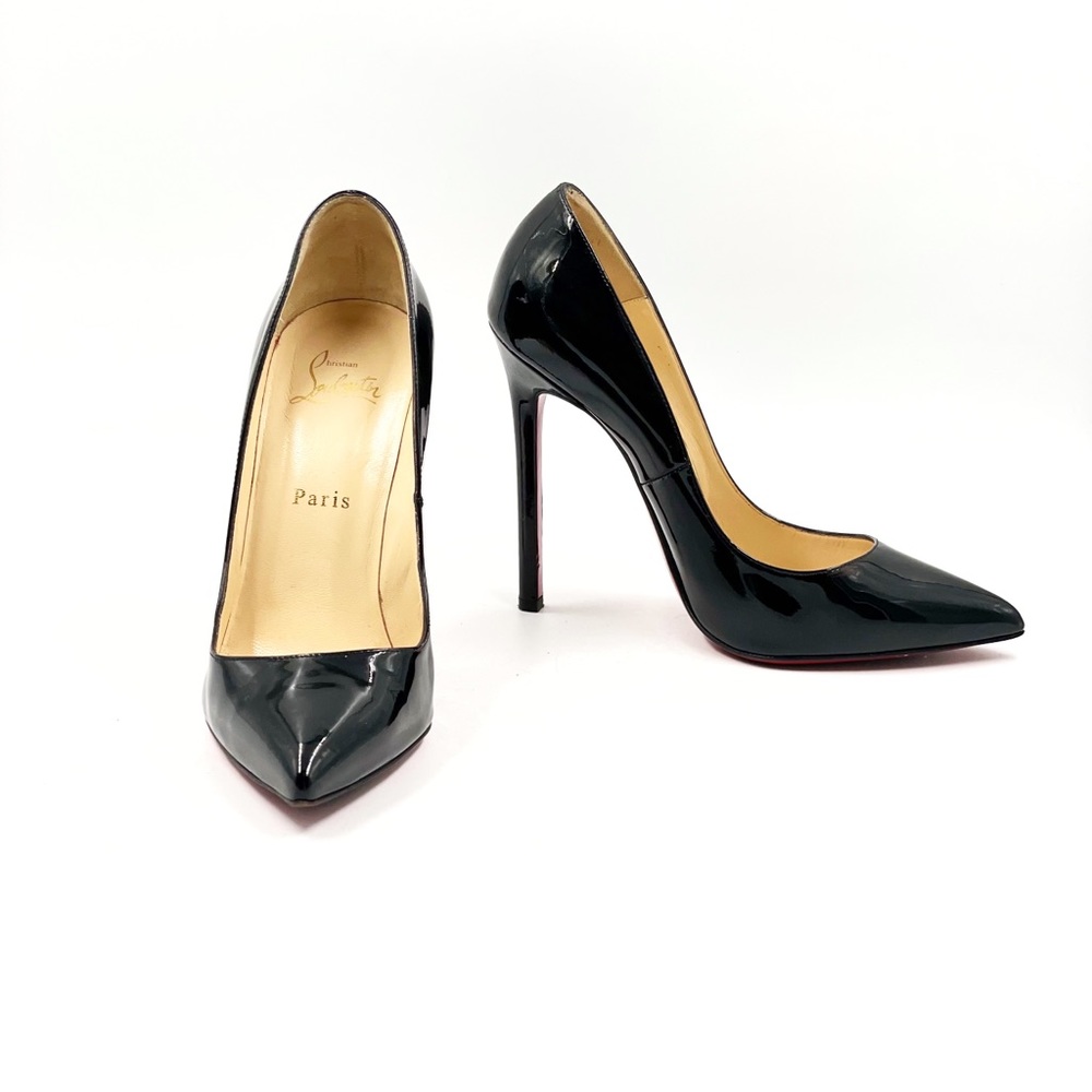 CHRISTIAN LOUBOUTIN Pigalle 120 Black Patent Pumps EU 38.5 / US 8.5